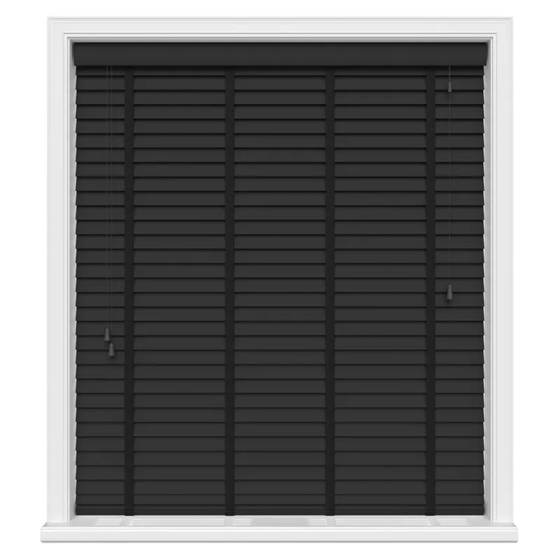 Jet Black With Tapes Eco-wood Blinds Uk