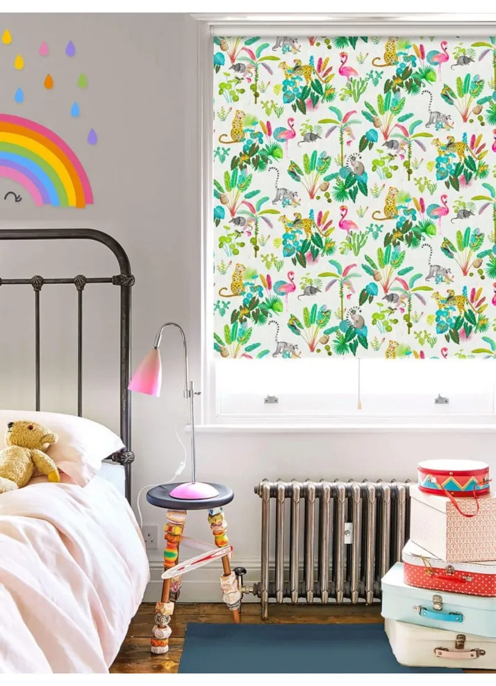 Jungle Jamboree Natural Blackout Cordless Spring Loaded Roller Blind