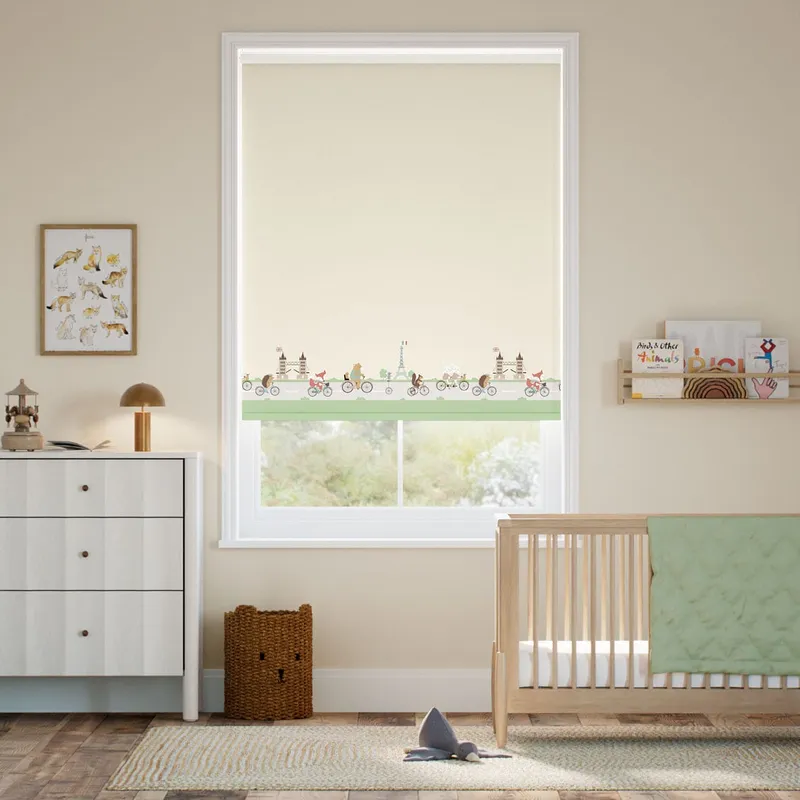 Dash Border Blackout Buttermilk Roller Blind