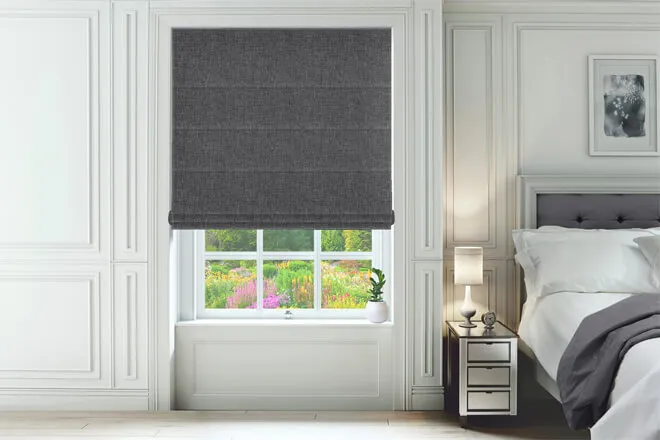 Como Smoke Grey - Woven Roman Blind