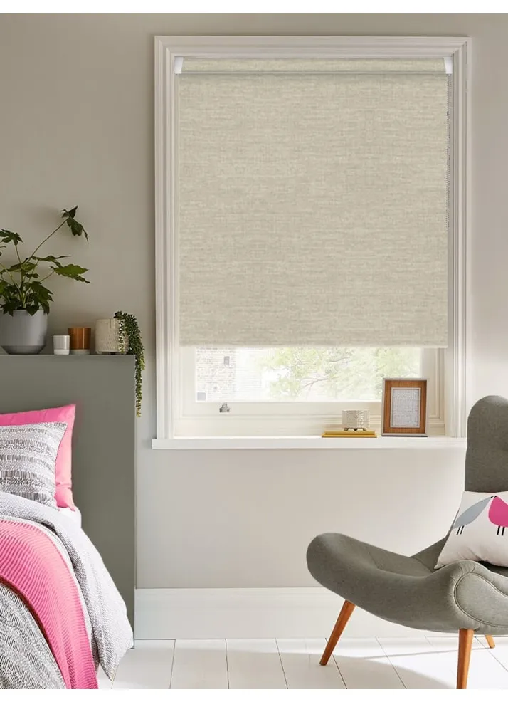 Grey Linen Blackout Grip Fit® No Drill Roller Blind