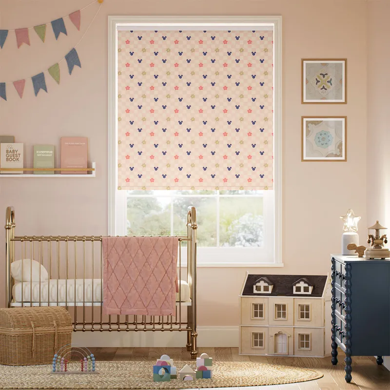 Mickey Flowers Blackout Blush Roller Blind