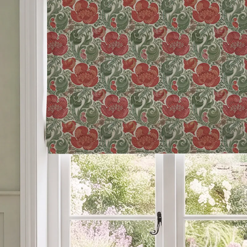 House Llewelyn-bowen Down The Dilly Printed Velvet Made To Measure Roman Blind Crimson