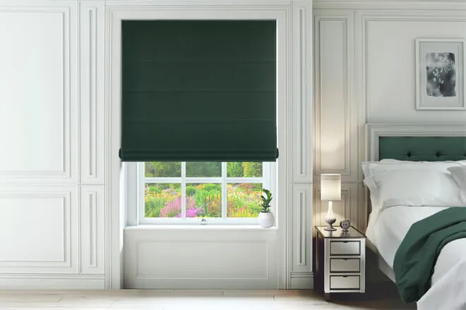 Linosa Emerald - Velour Roman Blind