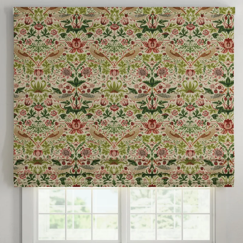 Ante Decor Strawberry Thief Printed Cotton Made To Measure Roman Blind Rose