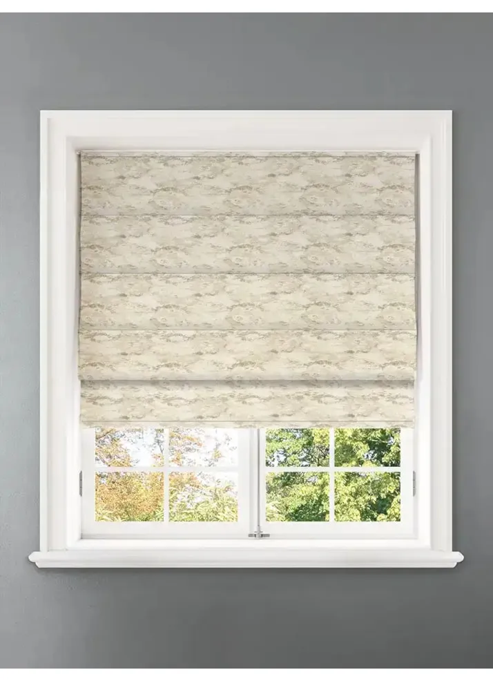Allegany Ecru Abstract Pattern Roman Blind