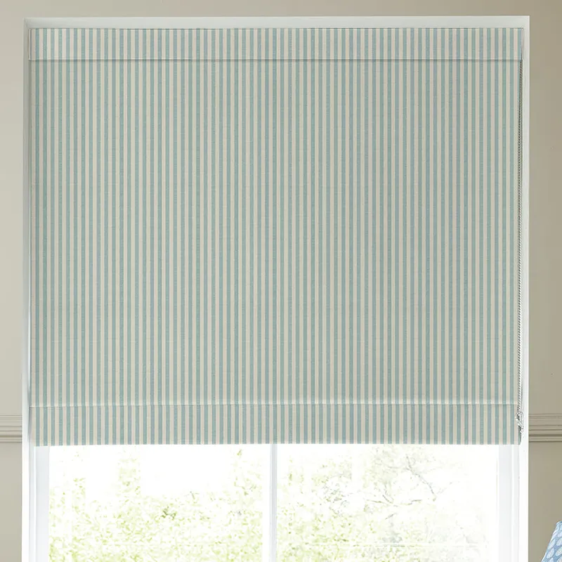 Emily Bond Cornish Stripe Made To Measure Roman Blind Duck Egg