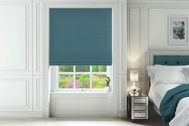 Omni Teal - Velvet Twist Fit No Drill Roman Blind