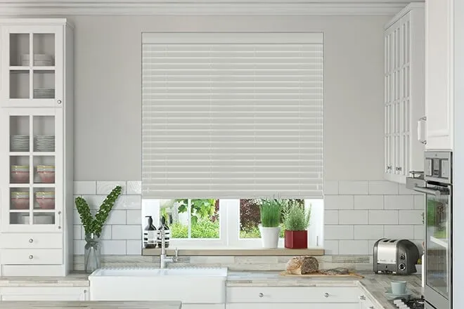 Charisma Light Grey - Faux Wood Blind
