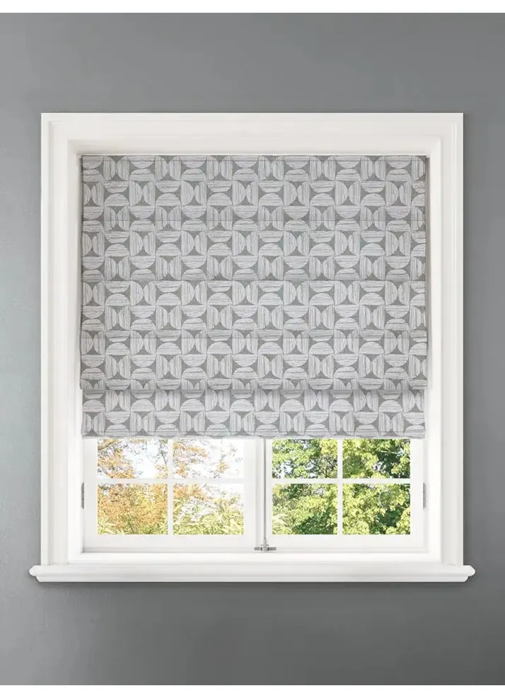 Penthouse Crescent Fern Geometric Pattern Roman Blind