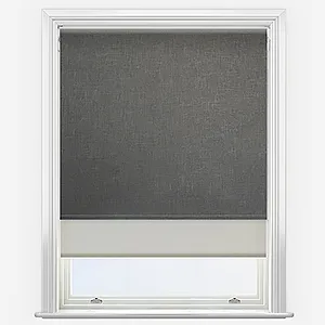 Leniro Blackout Mole Grey & Natural Double Roller Blind