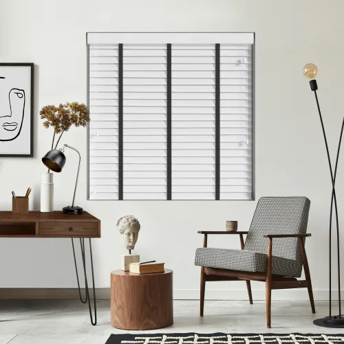Alina Faux Wood Blind With Smoke Tape - Elegant Window Shade