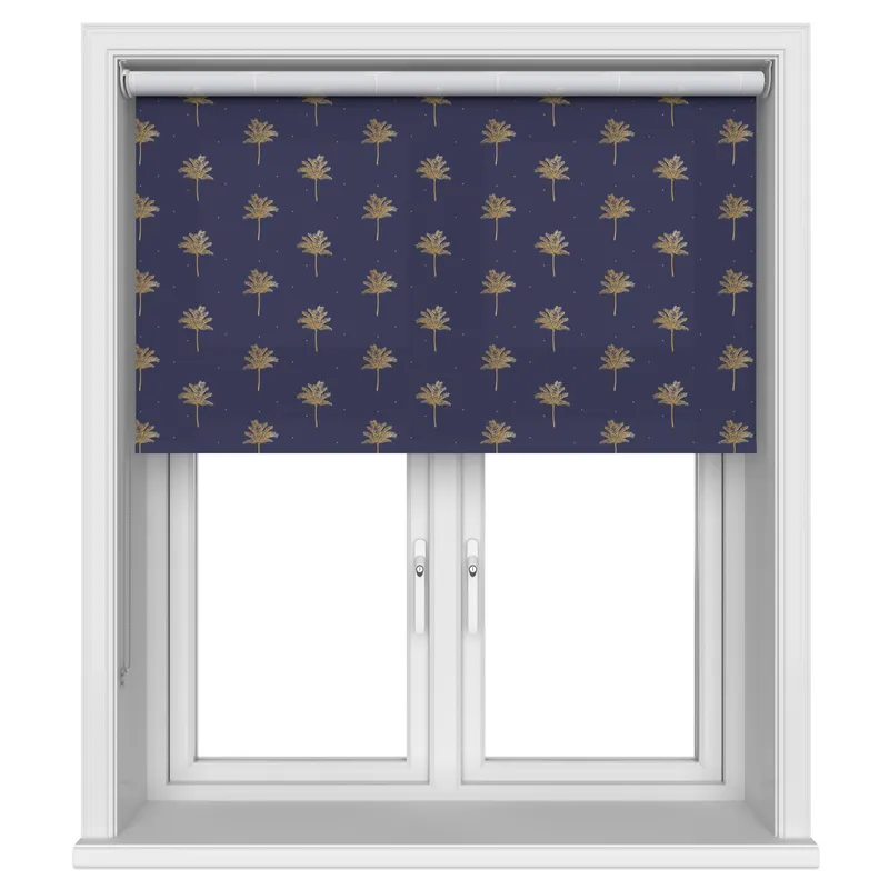 Sara Miller Small Palm Tree Navy Blinds Uk