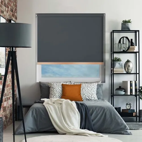 Bedtime Anthracite Copper Bottom Bar Roller Blind