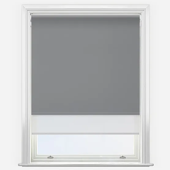 Double Roller Aqualuxe Sunvue Granite & White Double Roller Blind