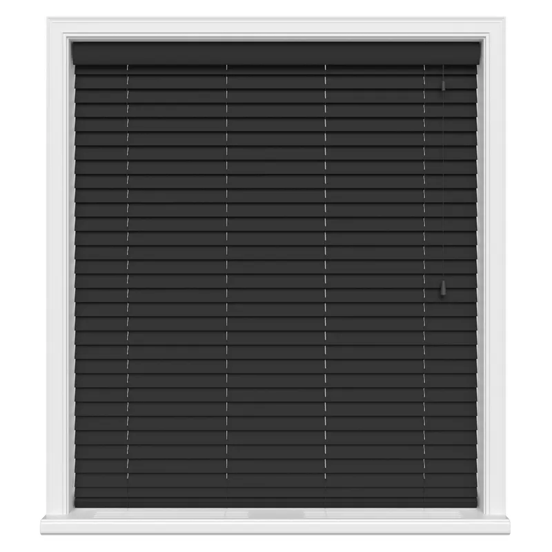 Jet Black Motorised Eco-wood Blinds Uk