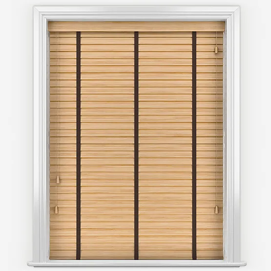 Bamboo Natural With Walnut Tapes Wooden Venetian Blinds
