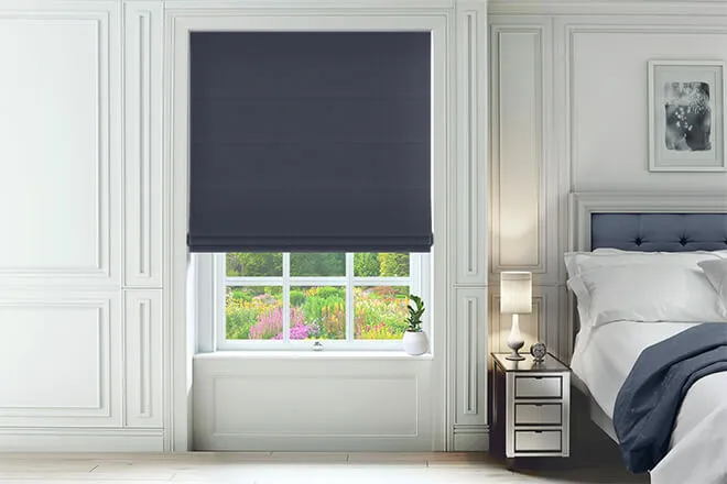 Assisi Navy - Luxury Plain Weave Roman Blind