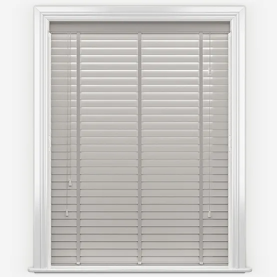 Lusso Bright Light Grey With Tapes Wooden Venetian Blind