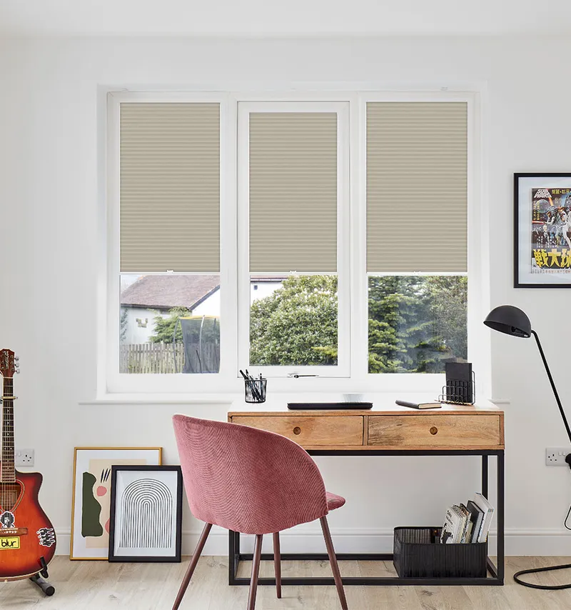 Luna Taupe 25mm Perfect Fit Pleated Blinds