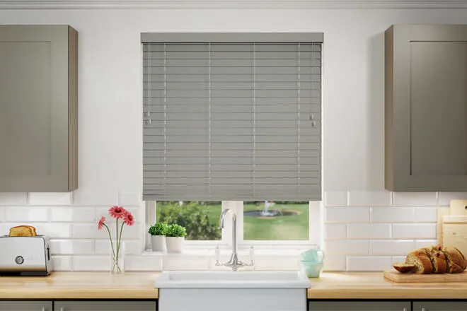 Nordic Grey Fine Grain - 50mm Slat Faux Wooden Blind