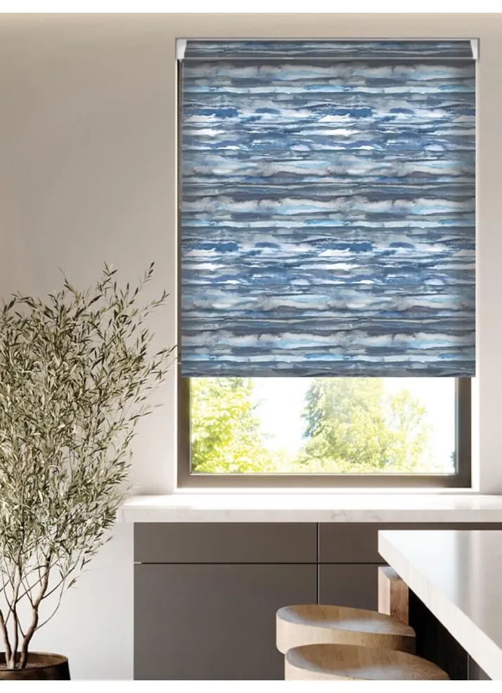 Aquarelle Stripe Denim Grip Fit Roller Blind