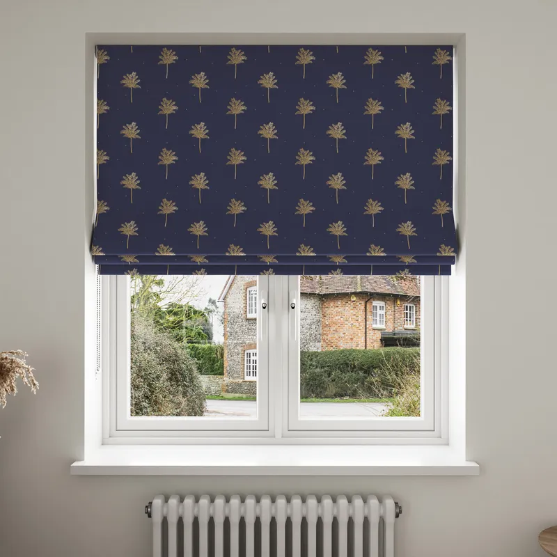 Sara Miller Small Palm Tree Navy Blinds Uk