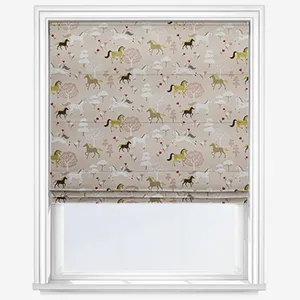 Sophie Allport Forest Ponies Soft Pink Roman Blind
