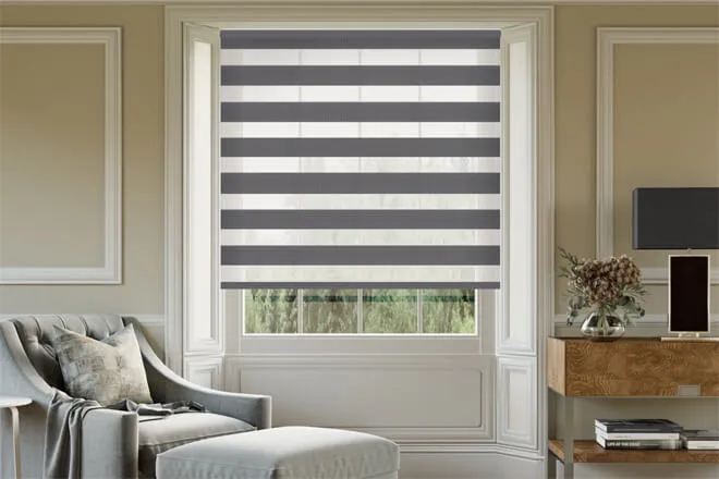 Boston Charcoal Blackout Day And Night Blind With Ultra Fine Voile