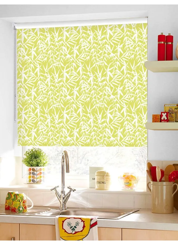 Bamboo Shadows Lime Floral Leaf Roller Blind
