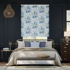 Bouquet Parade Faux Silk Blue Roller Blind
