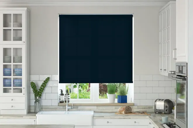 Alpha Navy - Fire Retardant & Moisture Resistant Roller Blind