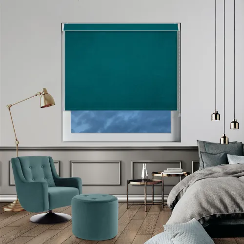 Velvet Peacock Pelmet Roller Blind