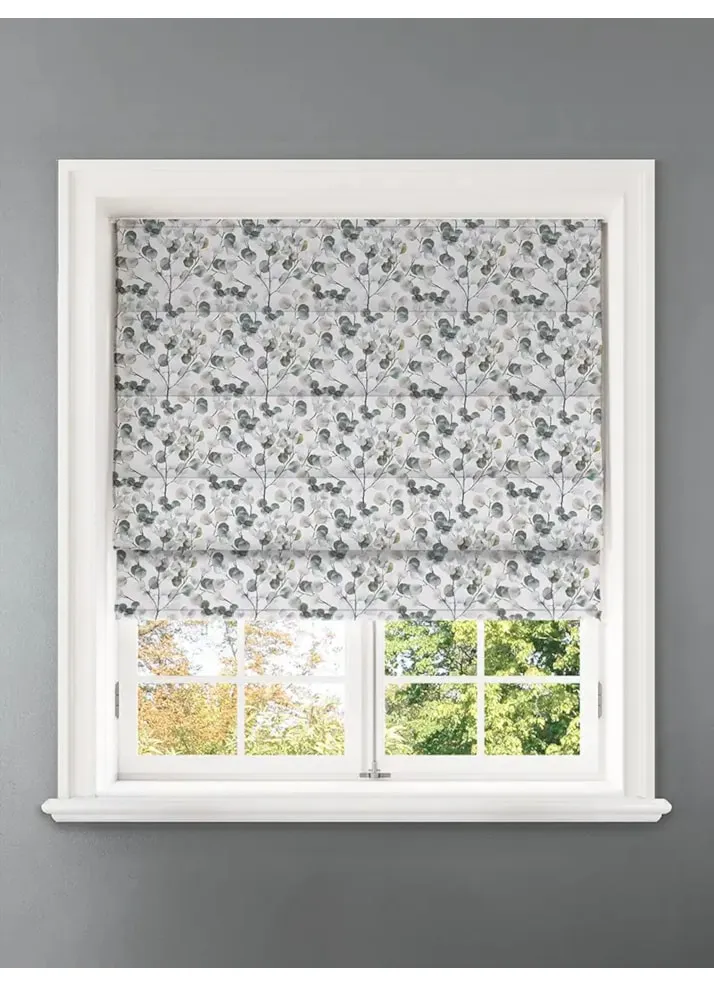 Lunaria Seafoam Leaf Pattern Roman Blind