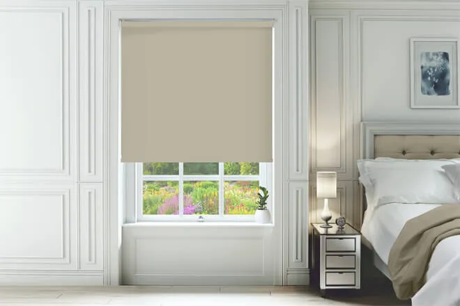 Alpha Blackout Taupe - Fire Retardant Moisture Resistant Blackout Roller Blind