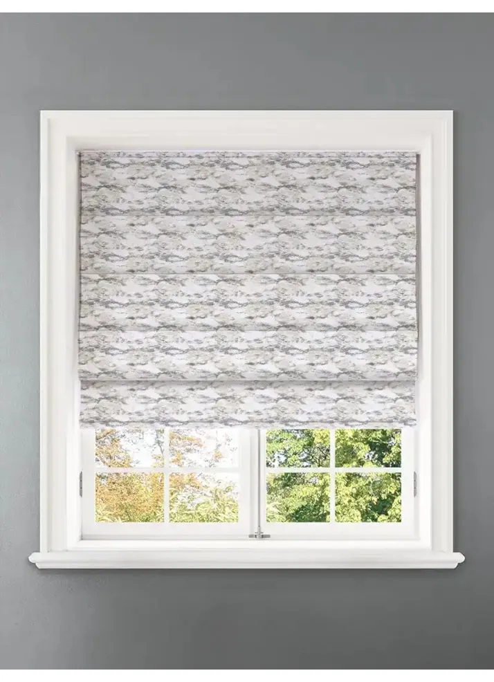 Allegany Platinum Abstract Pattern Roman Blind