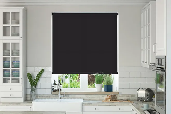 Oxford Safe+ Black - Fire Retardant & Moisture Resistant Roller Blind