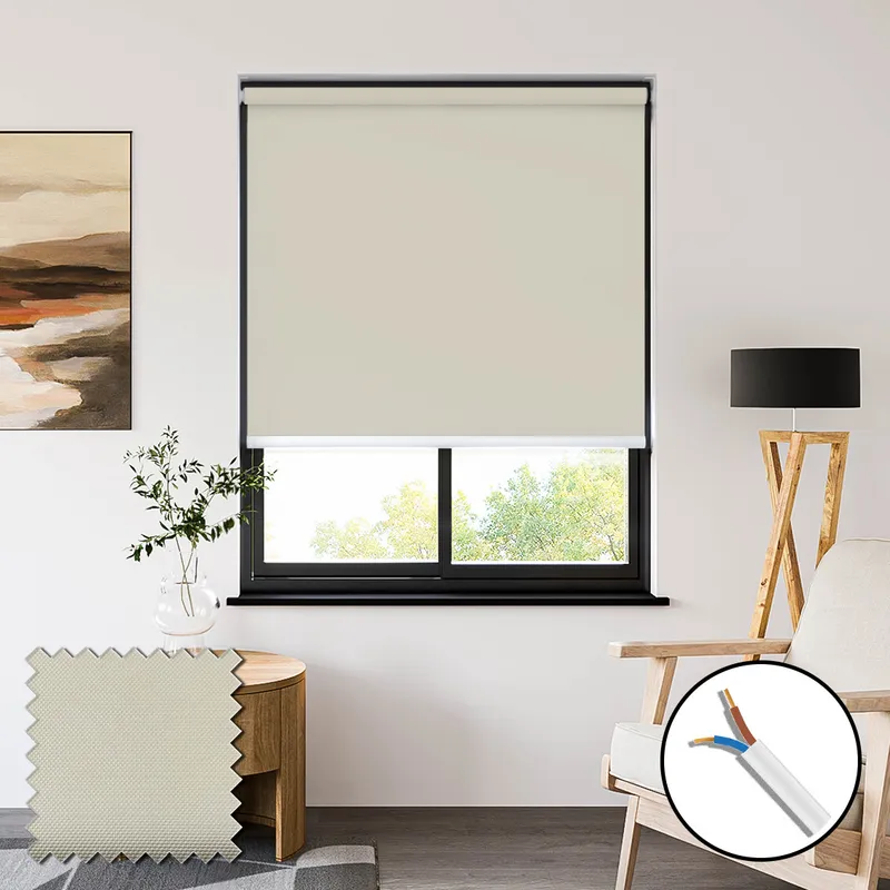 Pvc Blackout Champagne 230vac Electric Roller Blinds