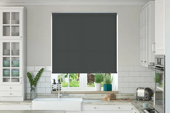 Oxford Safe+ Charcoal - Fire Retardant & Moisture Resistant Roller Blind