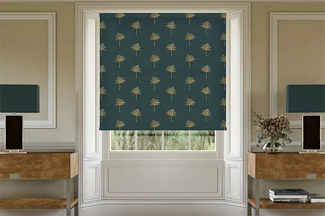Sara Miller Small Palm Tree Forest Green - Designer Roller Blind