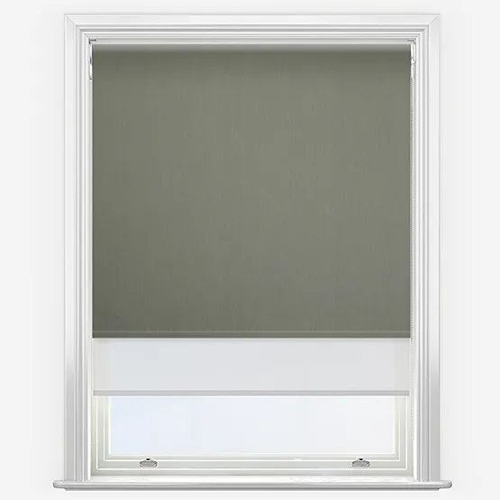 Double Roller Fusion Blackout Pewter & Sunvue White Double Roller Blind