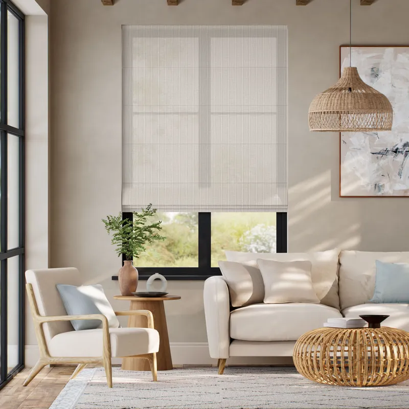 Lumiere Unlined Catta Stripe Taupe Roman Blind