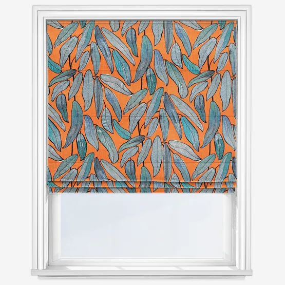 Edinburgh Weavers Tropical Leaf Tangerine Roman Blind