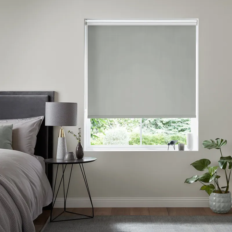 Insta Fit No Drill Iris Blackout Light Grey Roller Blinds - Fit In 30
