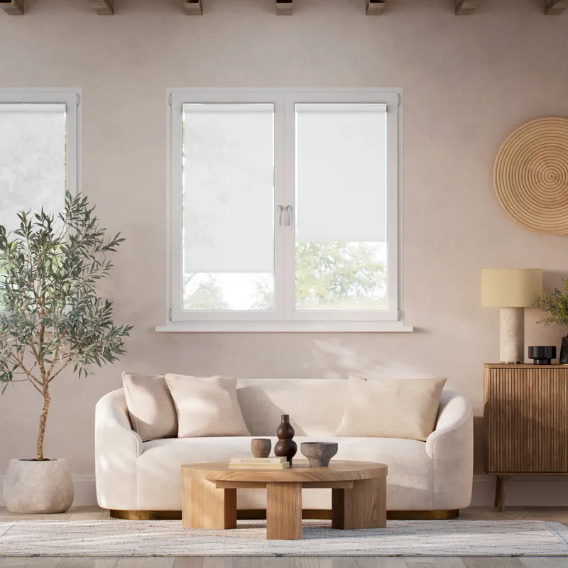 Stick On Serenity Voile White Roller Blind