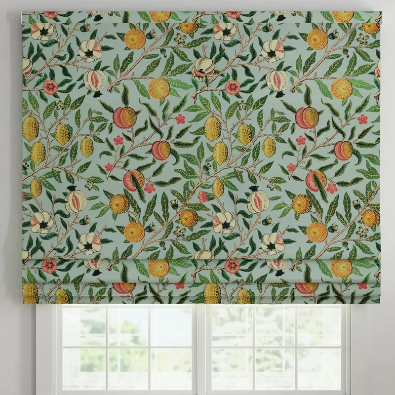Ante Decor Fruit Orange Printed Cotton Made To Measure Roman Blind Cornflower Blue