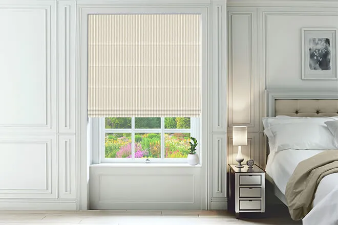 Emily Bond Oscar Stripe Linen - Designer Roman Blind