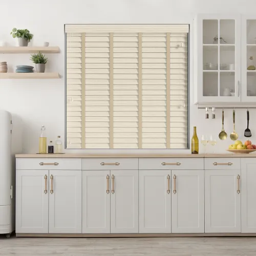 Scandi Oak Faux Wood Grain Blind With Hessian Ladder Tapes