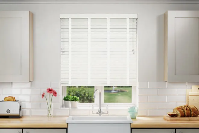Nordic Classic White Fine Grain - Faux Wooden Blind White Tape