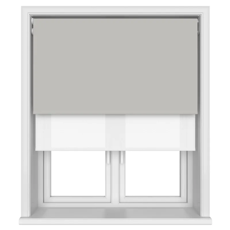 Bella Grey Whisper Motorised Double Roller Blind Blinds Uk
